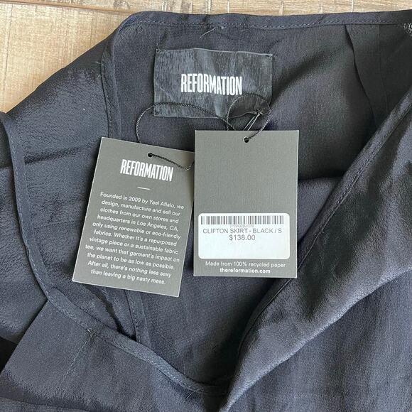 Reformation Clifton Black Wrap Skirt Size S - Picture 3 of 5